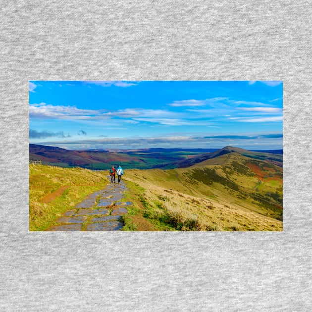 Hikers on the Great ridge, Mam Tor, Derbyshire, UK by Itsgrimupnorth